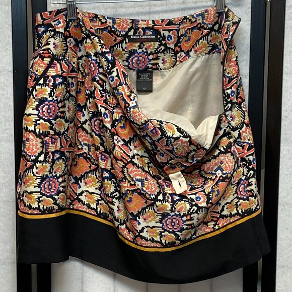 Dalia Collection Southwestern Aztec Tribal Print Banded Hem A Line Mini Skirt 10 - Picture 4 of 14